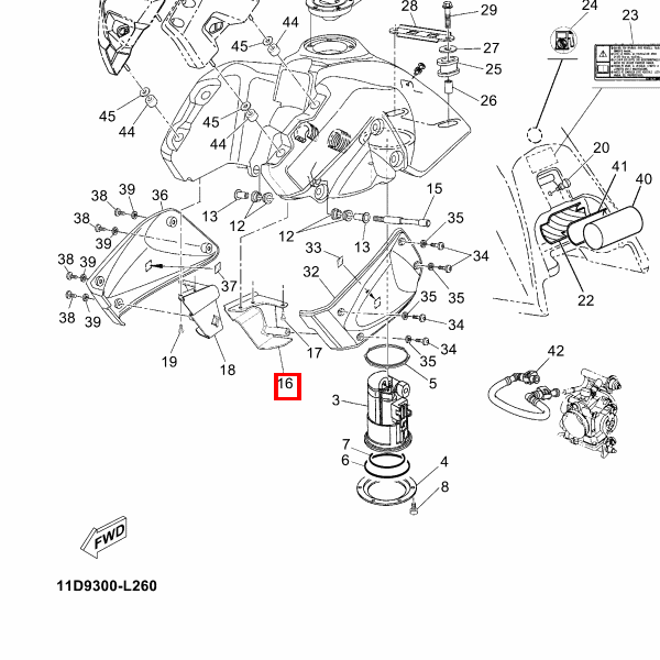 Stütze Kraftstofftank 1/2