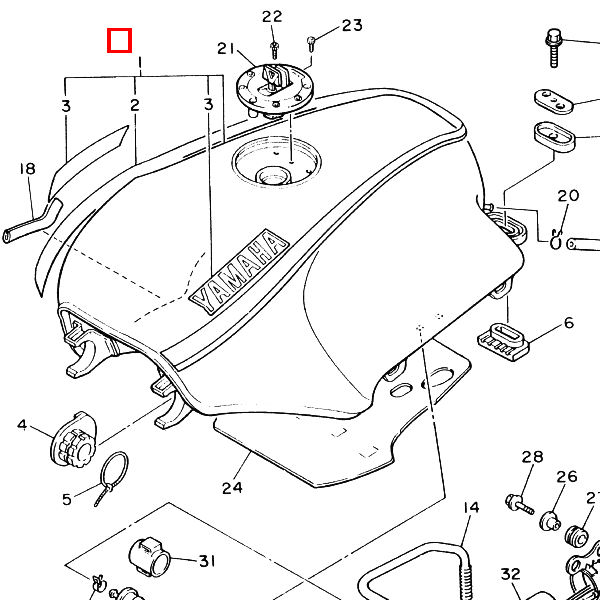 Kraftstofftank komplett (3CV-24110-00-07) Silky White/Dull Purplish Blue Metallic