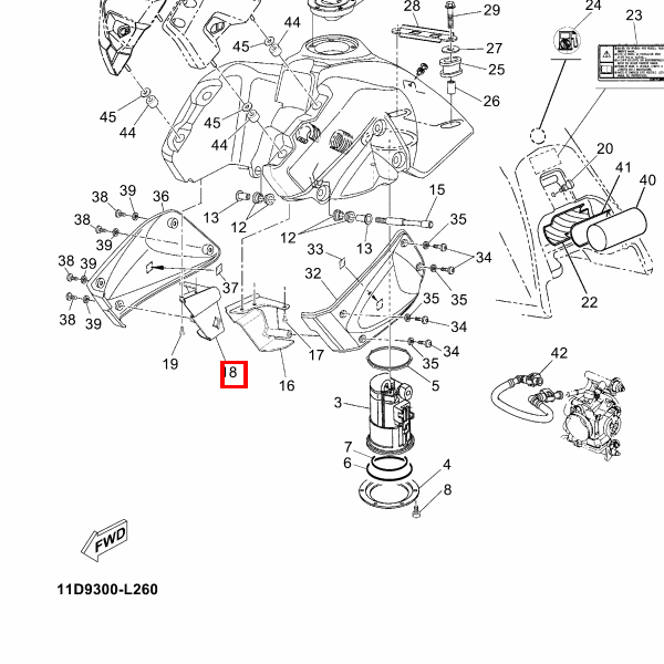 Stütze Kraftstofftank 1/2