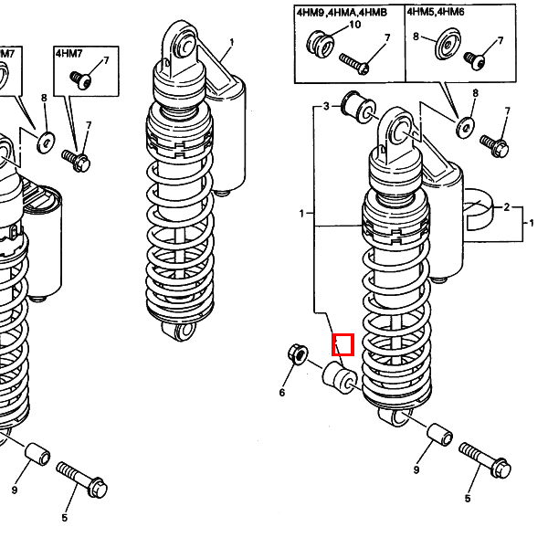 Buchse, Hinterradstoßdämpfer