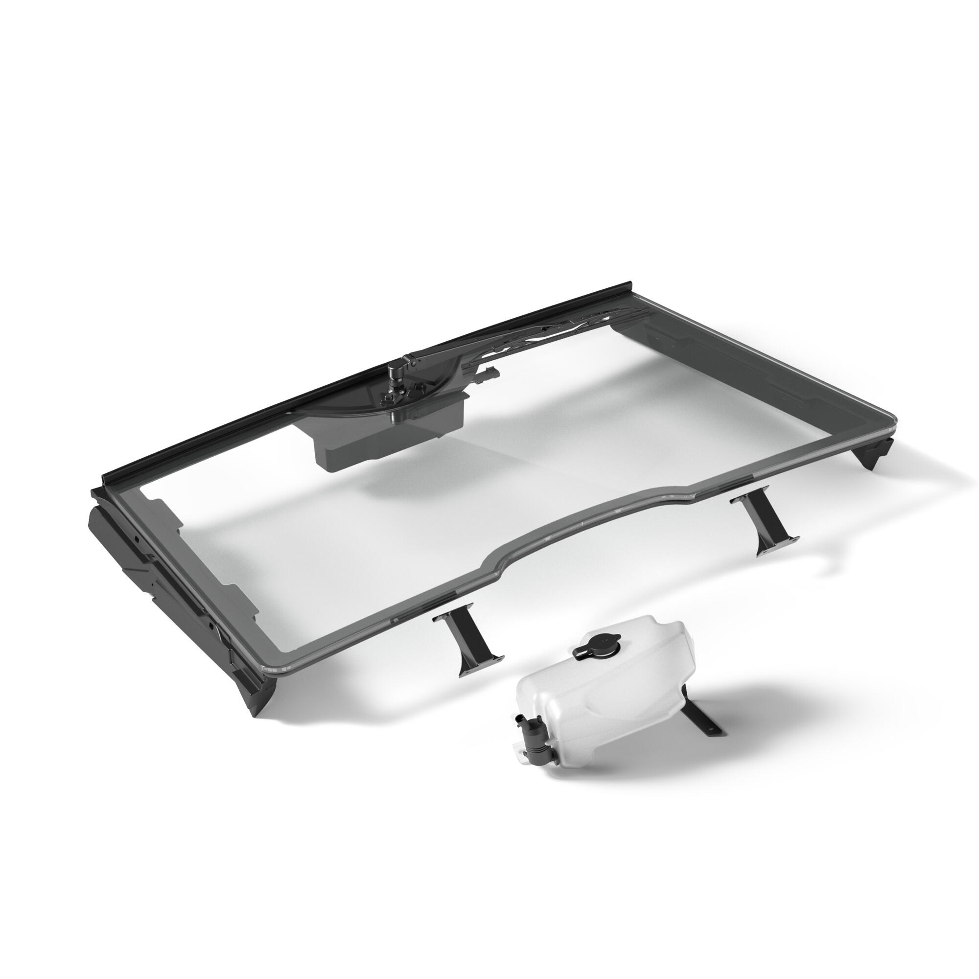 Vorderscheibe aus Glas mit Wisch- und Sprühsystem