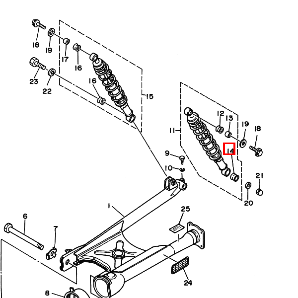 Buchse, Hinterradstoßdämpfer
