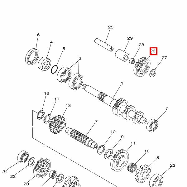 Zahnrad, Rückwärtsgang (23T) im Satz 99999-03870