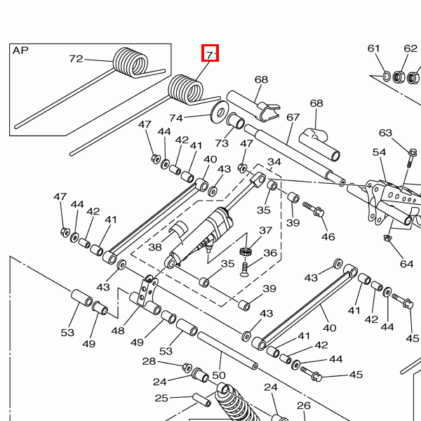 Feder, hinten 2 (K=1500NMM/Grad)